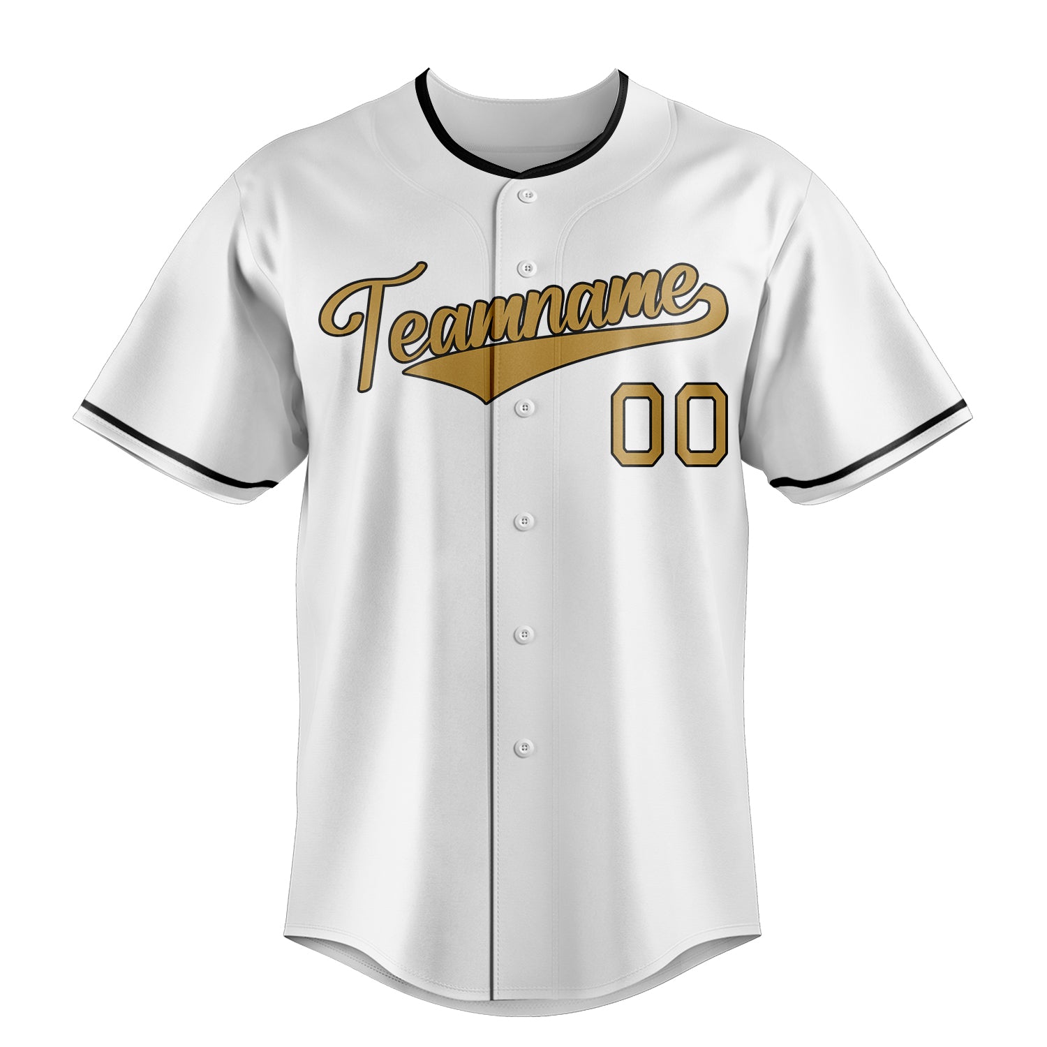 Personalized White & Old Gold Color Fan Baseball Jersey