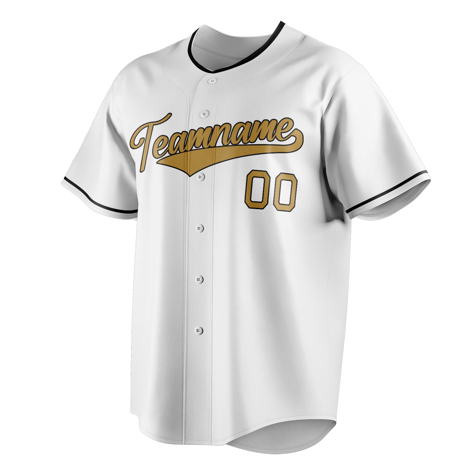 Personalized White & Old Gold Color Fan Baseball Jersey