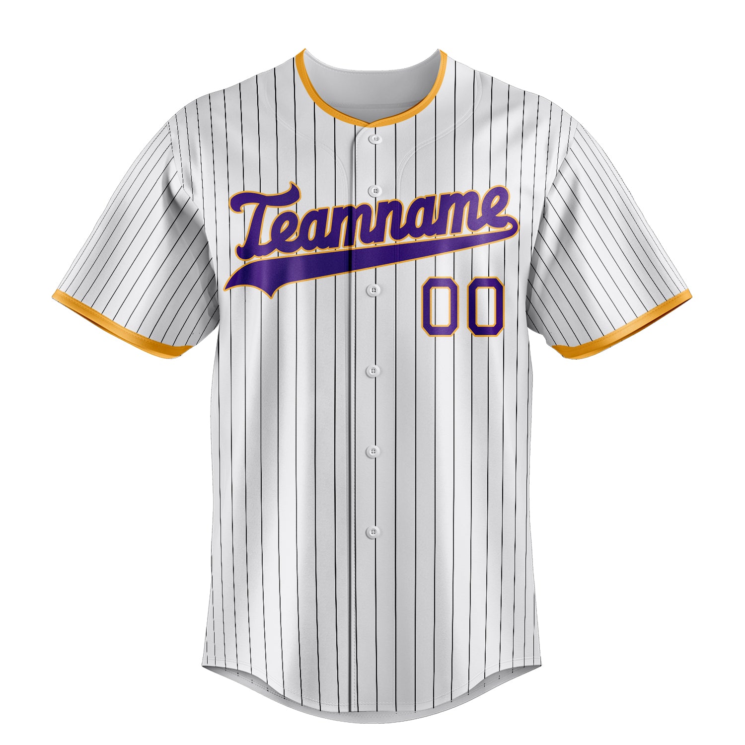 Personalized White & Purple Black Pinstripe Fan Baseball Jersey