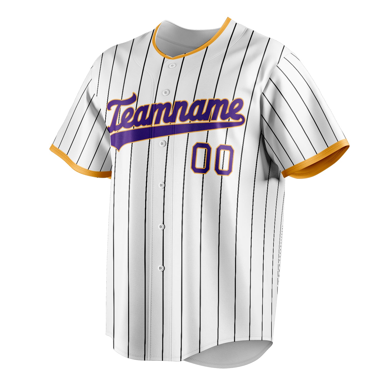 Personalized White & Purple Black Pinstripe Fan Baseball Jersey