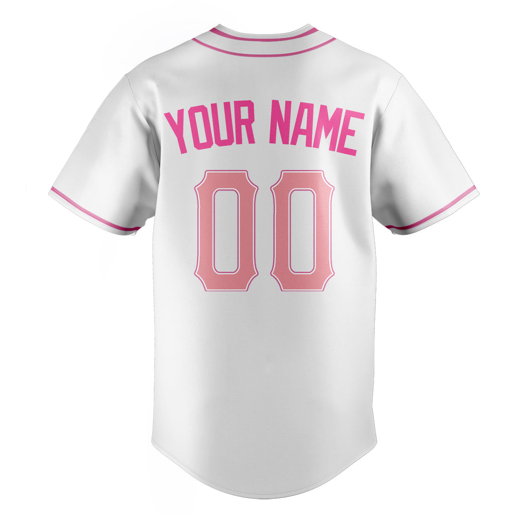Personalized White & Pink Color Fan Baseball Jersey