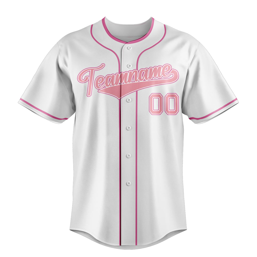 Personalized White & Pink Color Fan Baseball Jersey