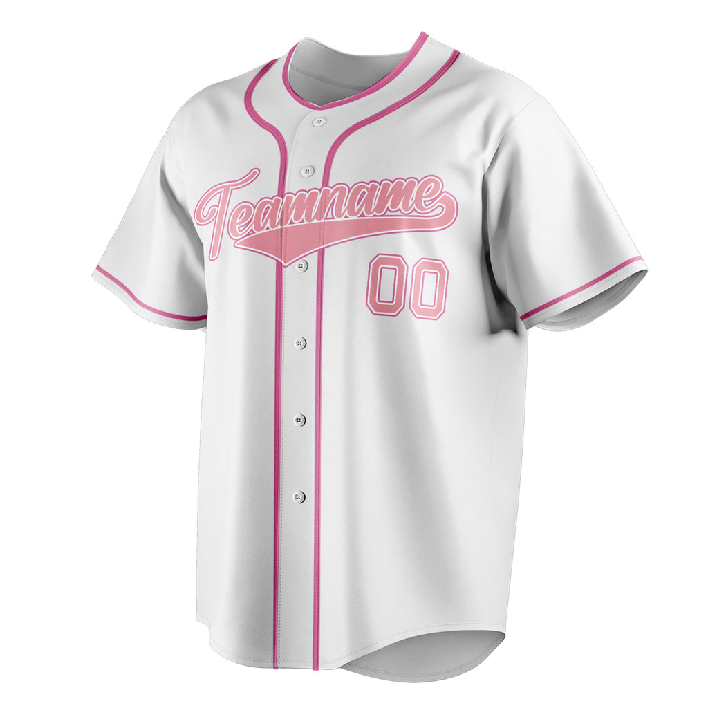 Personalized White & Pink Color Fan Baseball Jersey