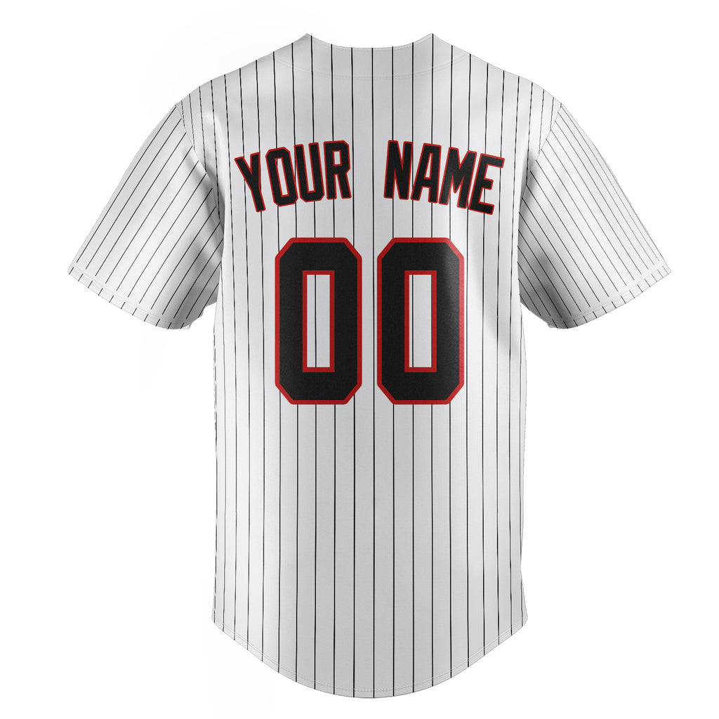 Personalized White & Black Black Pinstripe Fan Baseball Jersey
