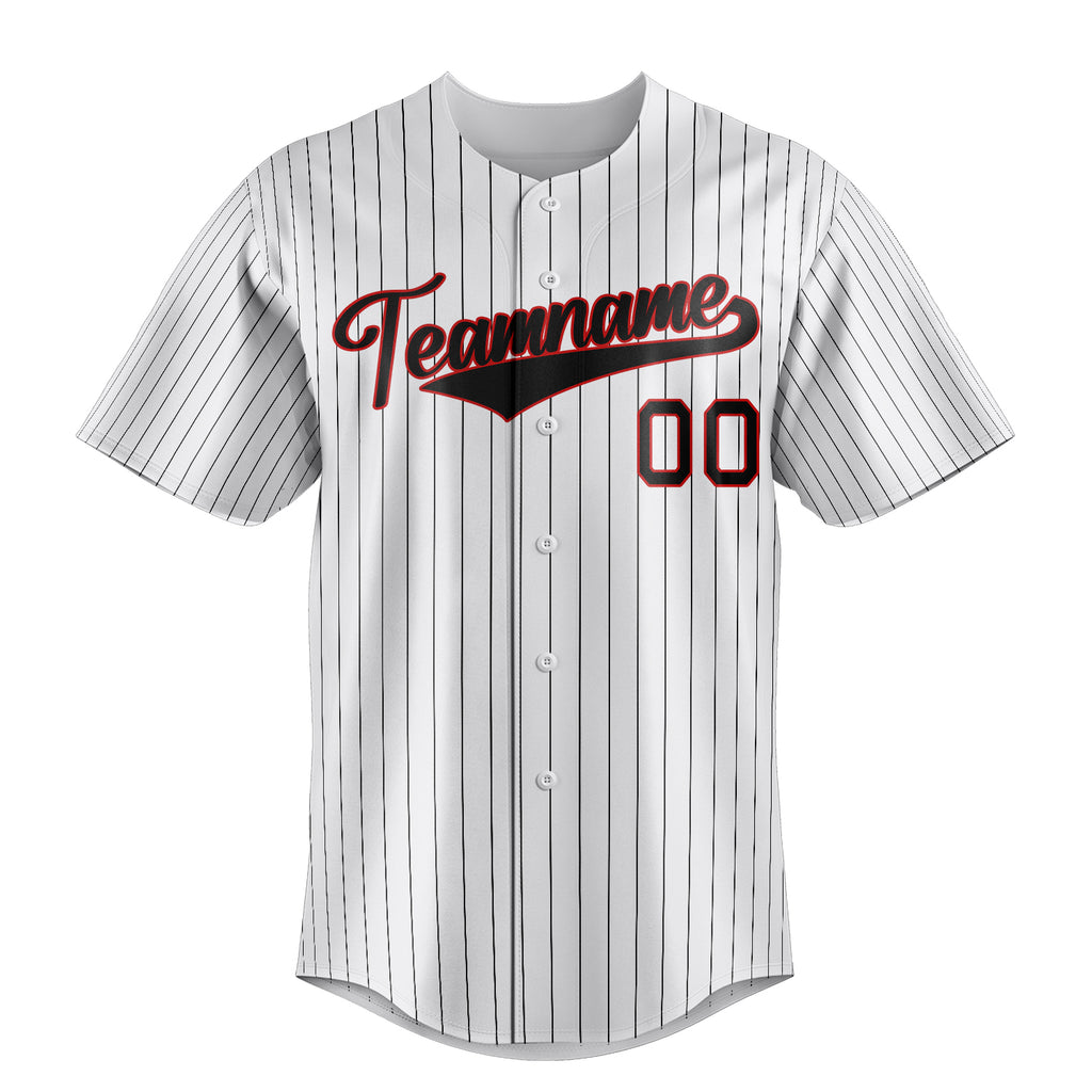 Personalized White & Black Black Pinstripe Fan Baseball Jersey