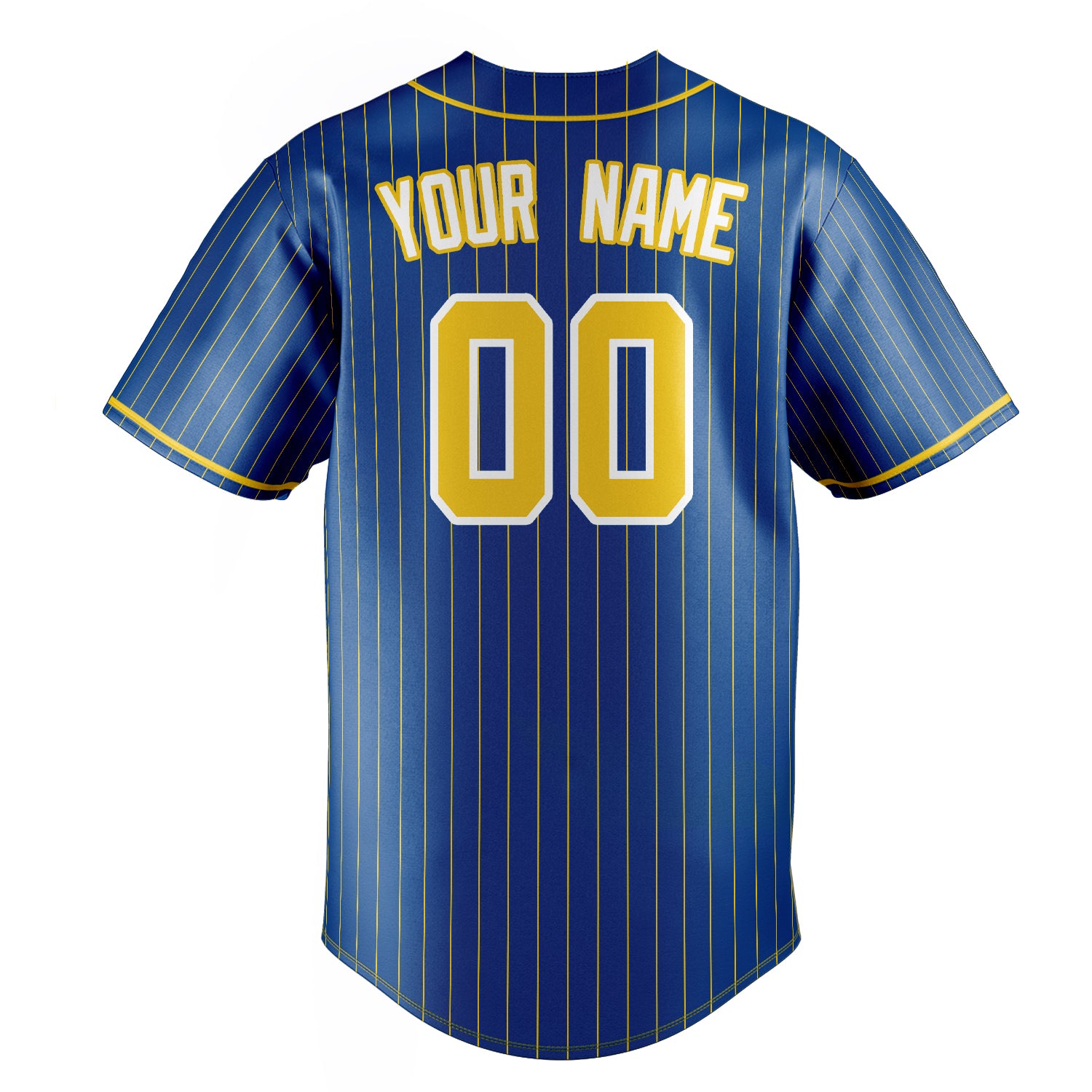 Personalized Royal & Gold Gold Pinstripe Fan Baseball Jersey