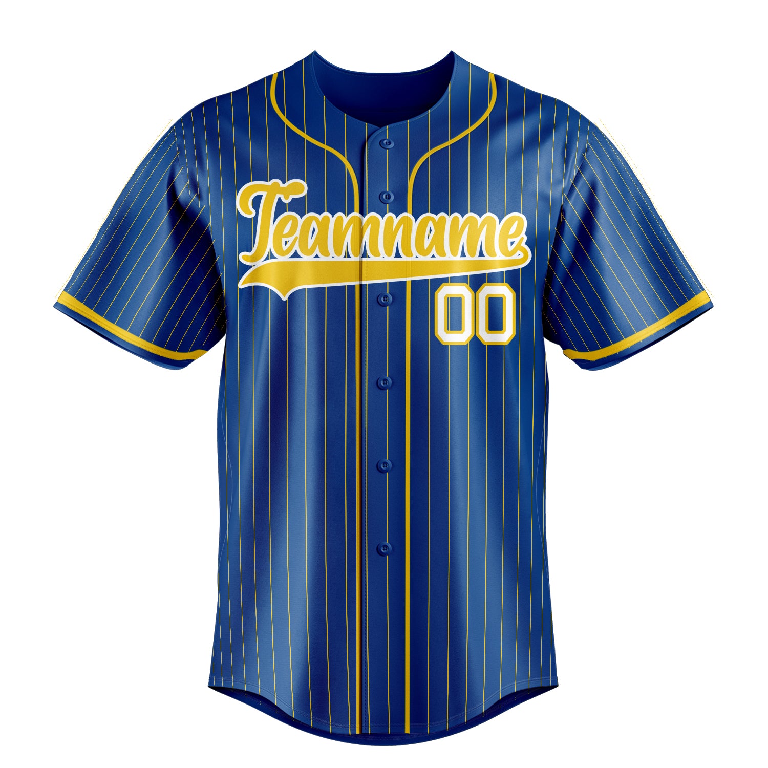 Personalized Royal & Gold Gold Pinstripe Fan Baseball Jersey