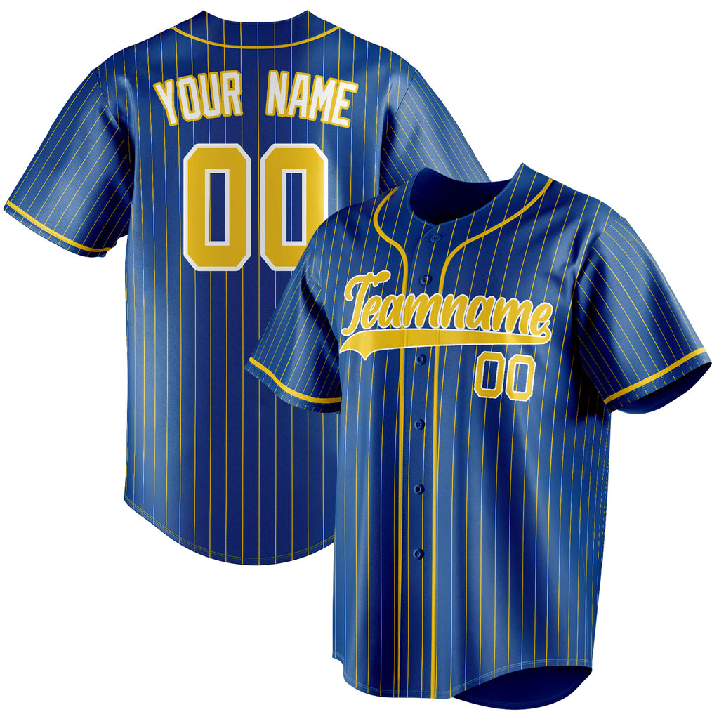 Personalized Royal & Gold Gold Pinstripe Fan Baseball Jersey BB01240531TY361