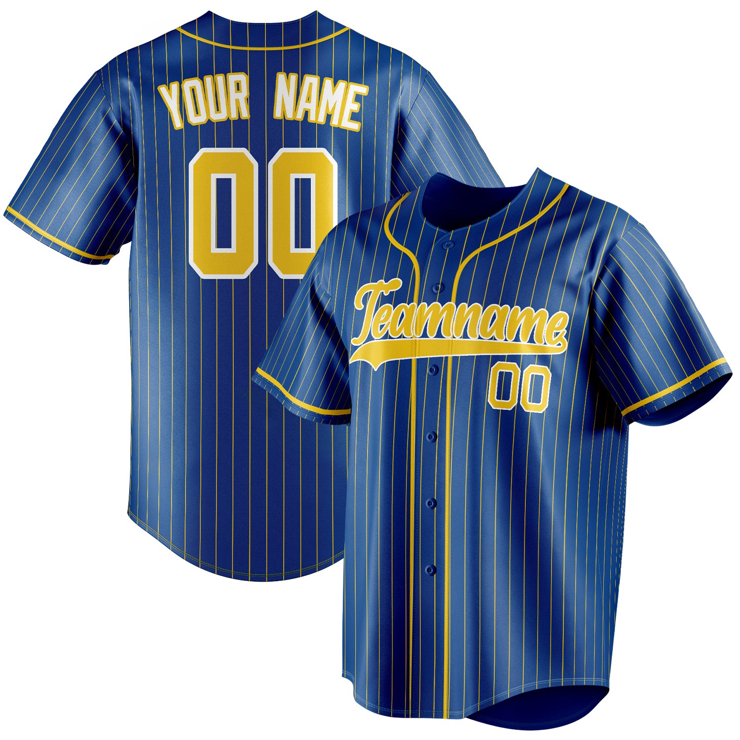 Personalized Royal & Gold Gold Pinstripe Fan Baseball Jersey BB01240531TY361