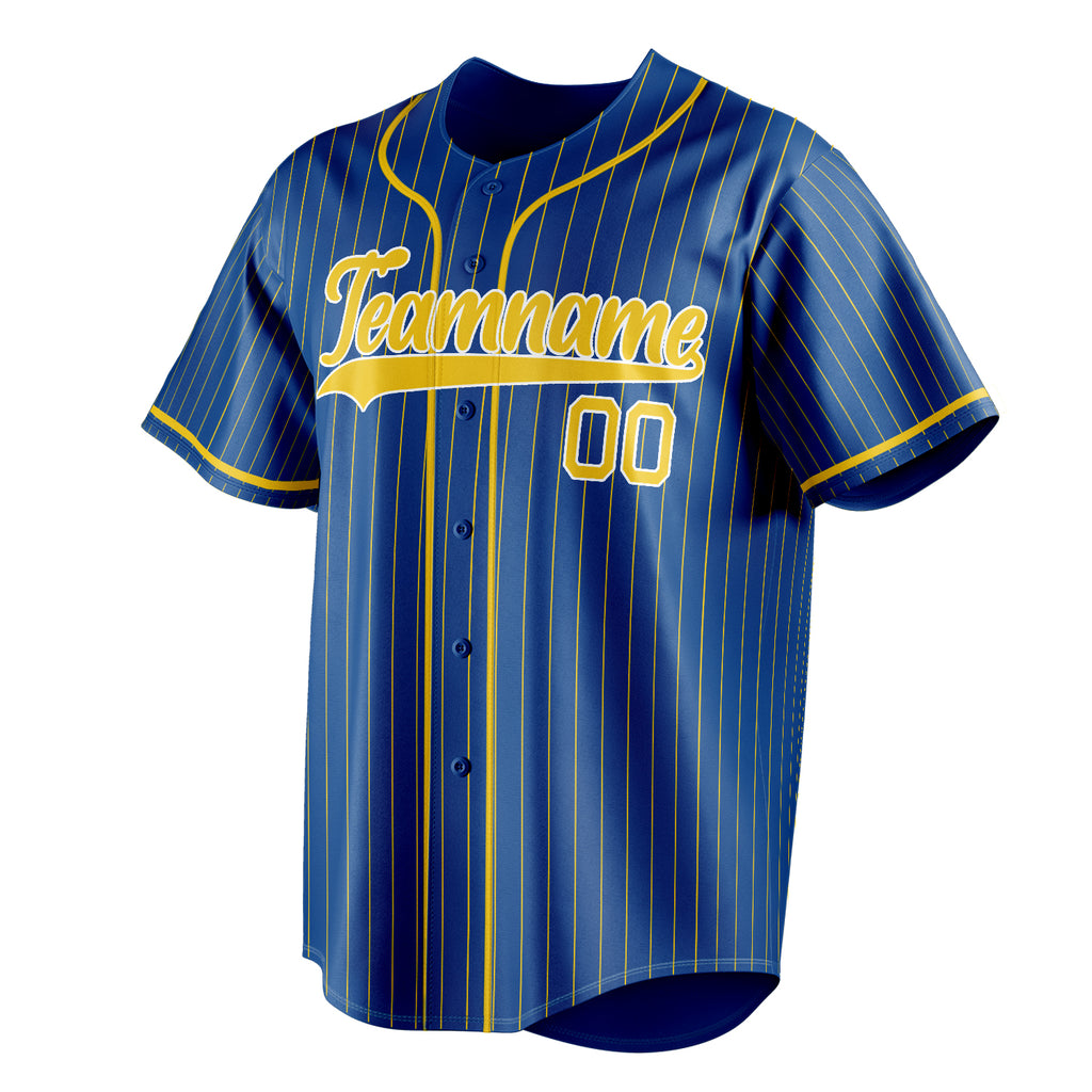 Personalized Royal & Gold Gold Pinstripe Fan Baseball Jersey