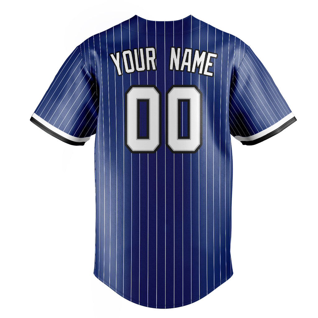 Personalized Royal & White White Pinstripe Fan Baseball Jersey