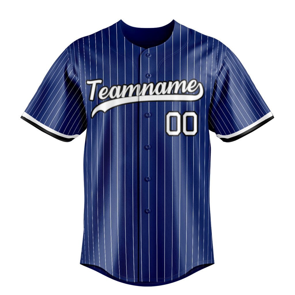 Personalized Royal & White White Pinstripe Fan Baseball Jersey