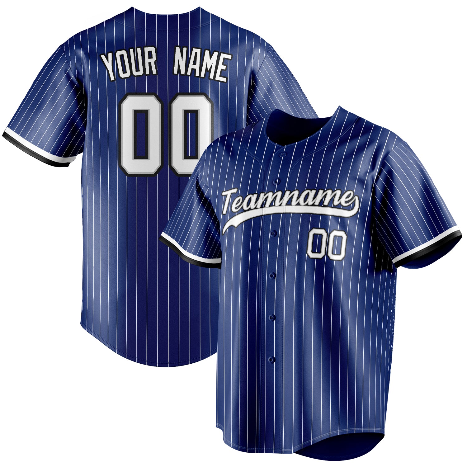 Personalized Royal & White White Pinstripe Fan Baseball Jersey BB01240531TY363