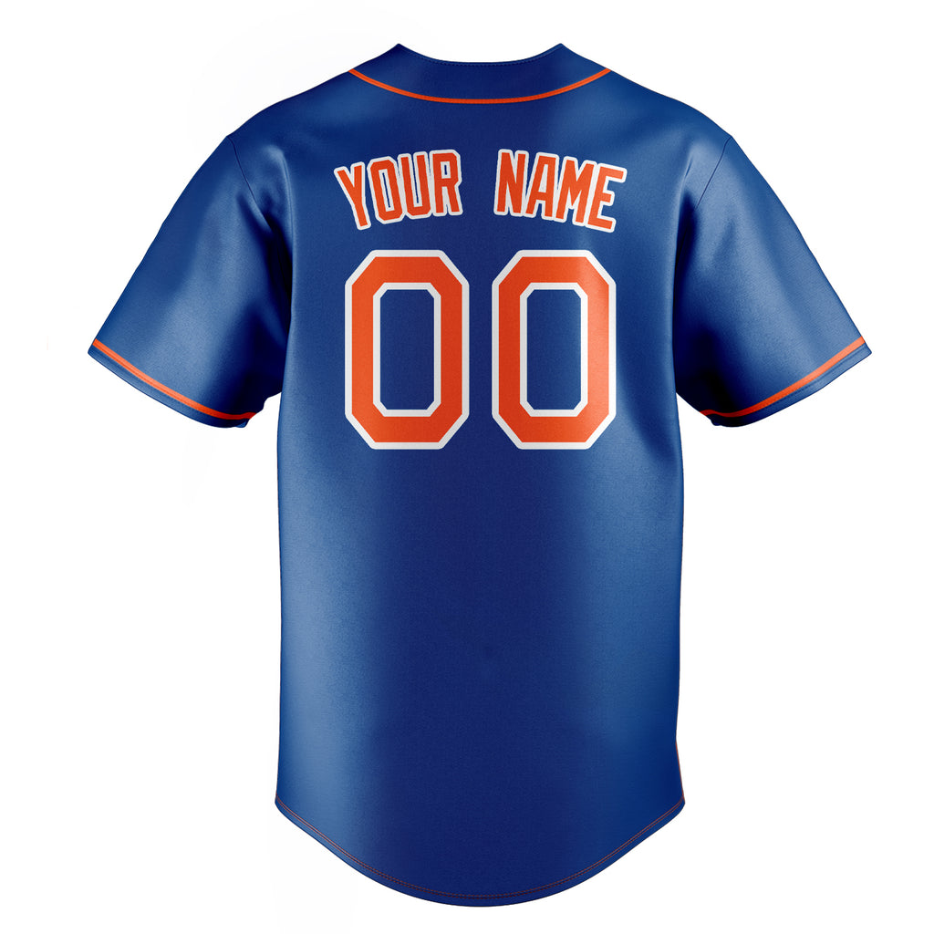 Personalized Royal & Orange Color Fan Baseball Jersey