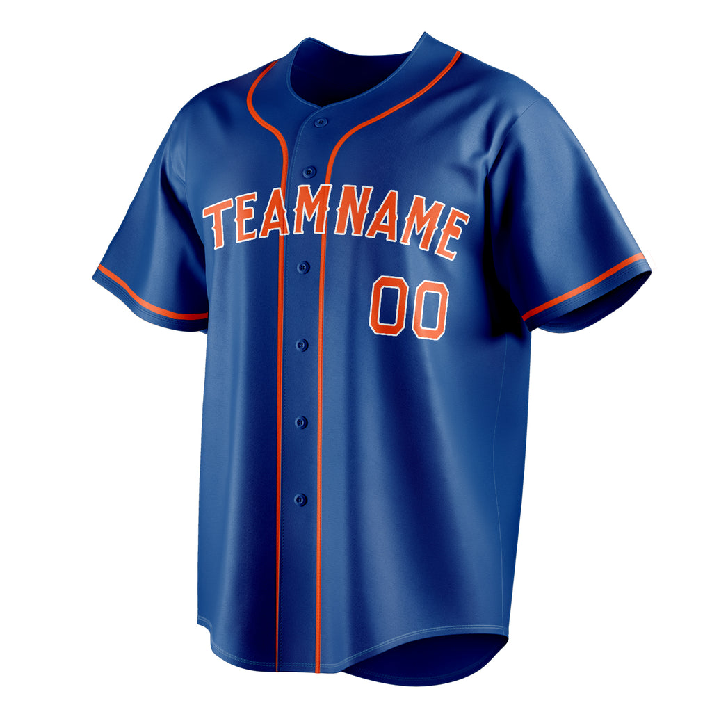 Personalized Royal & Orange Color Fan Baseball Jersey