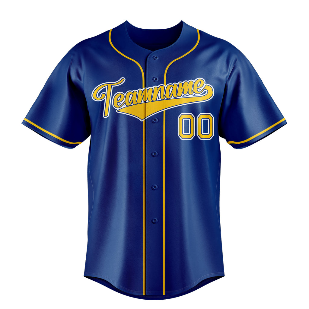 Personalized Royal & Gold Color Fan Baseball Jersey