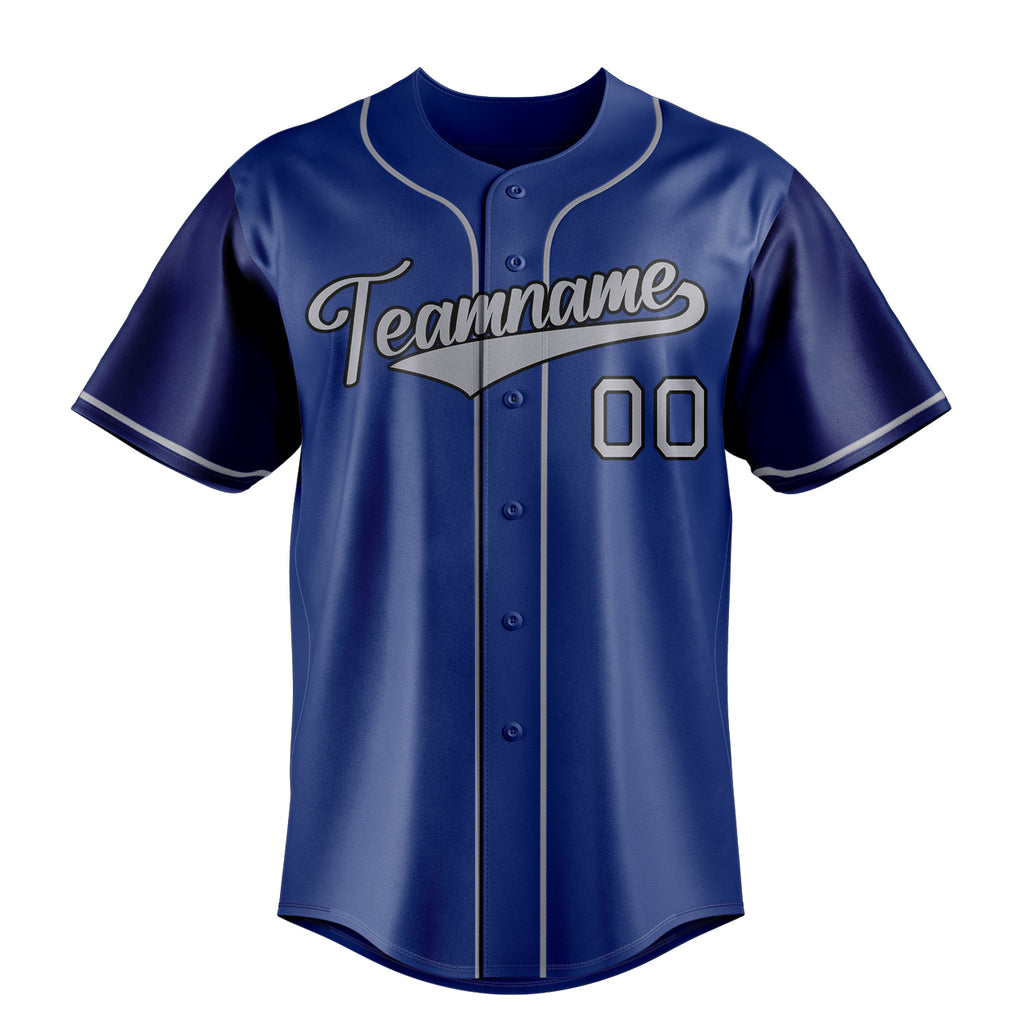Personalized Royal & Gray Color Fan Baseball Jersey