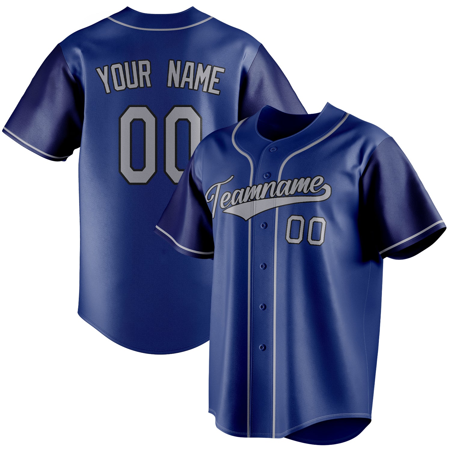 Personalized Royal & Gray Color Fan Baseball Jersey BB01240531TY369