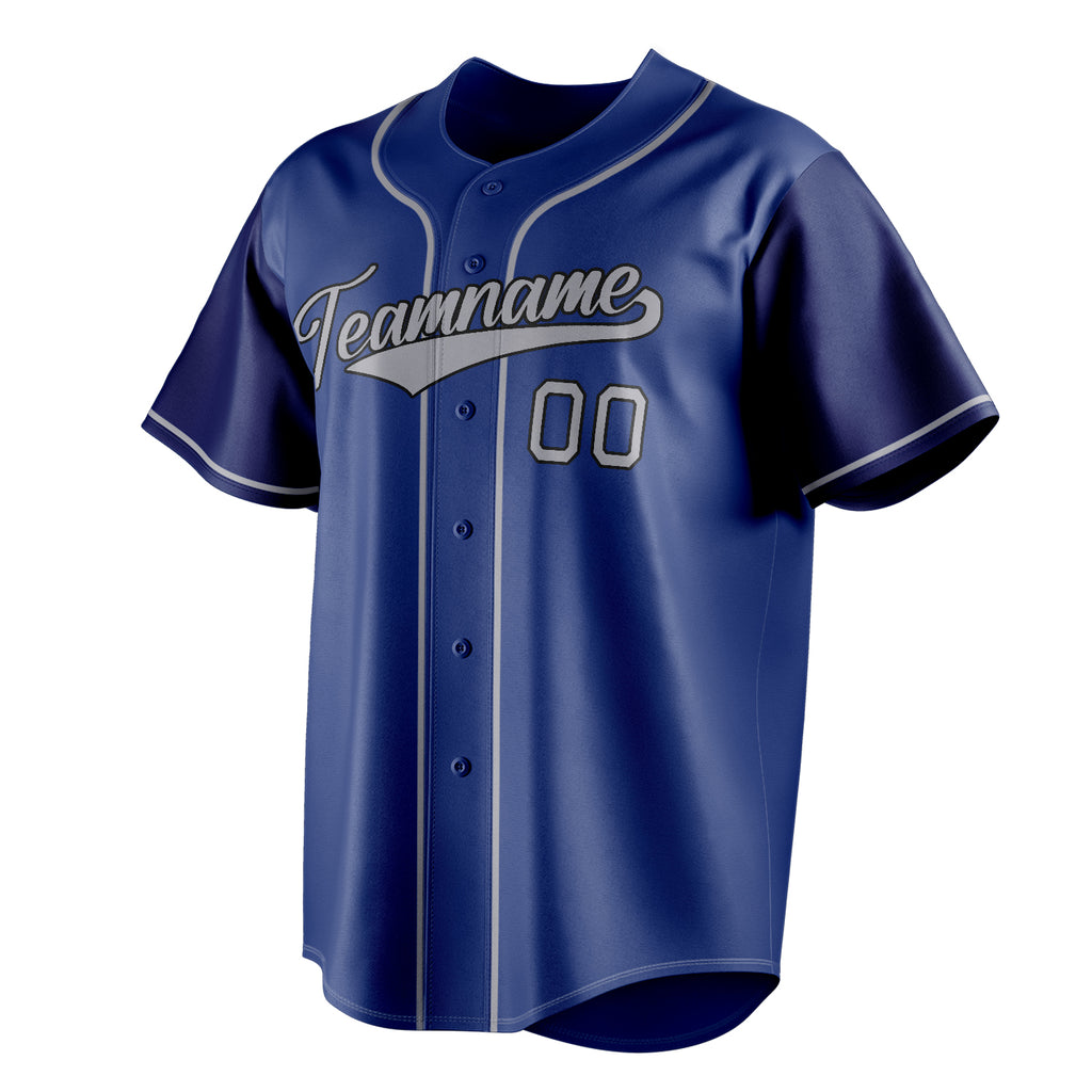 Personalized Royal & Gray Color Fan Baseball Jersey