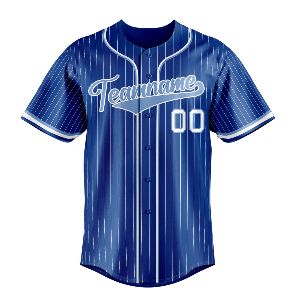 Personalized Royal & Light Blue White Pinstripe Fan Baseball Jersey
