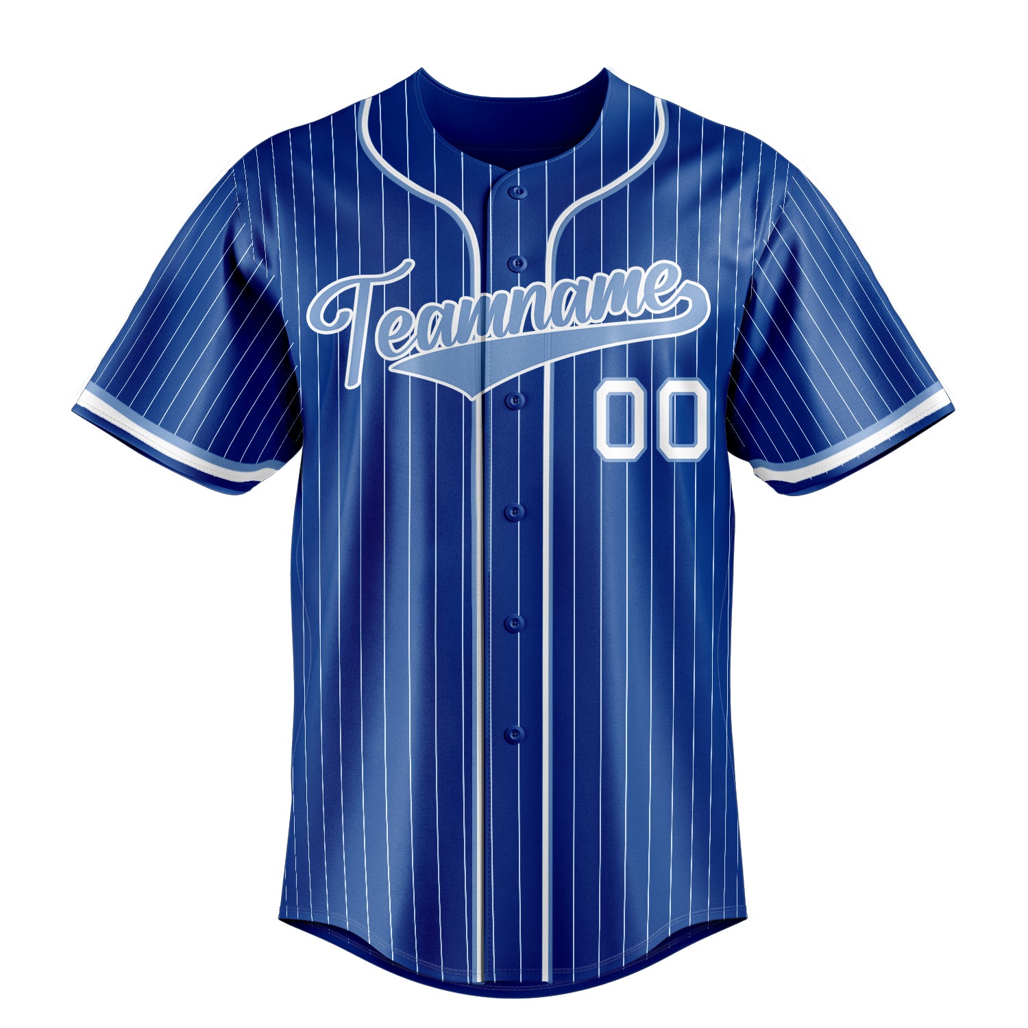 Personalized Royal & Light Blue White Pinstripe Fan Baseball Jersey