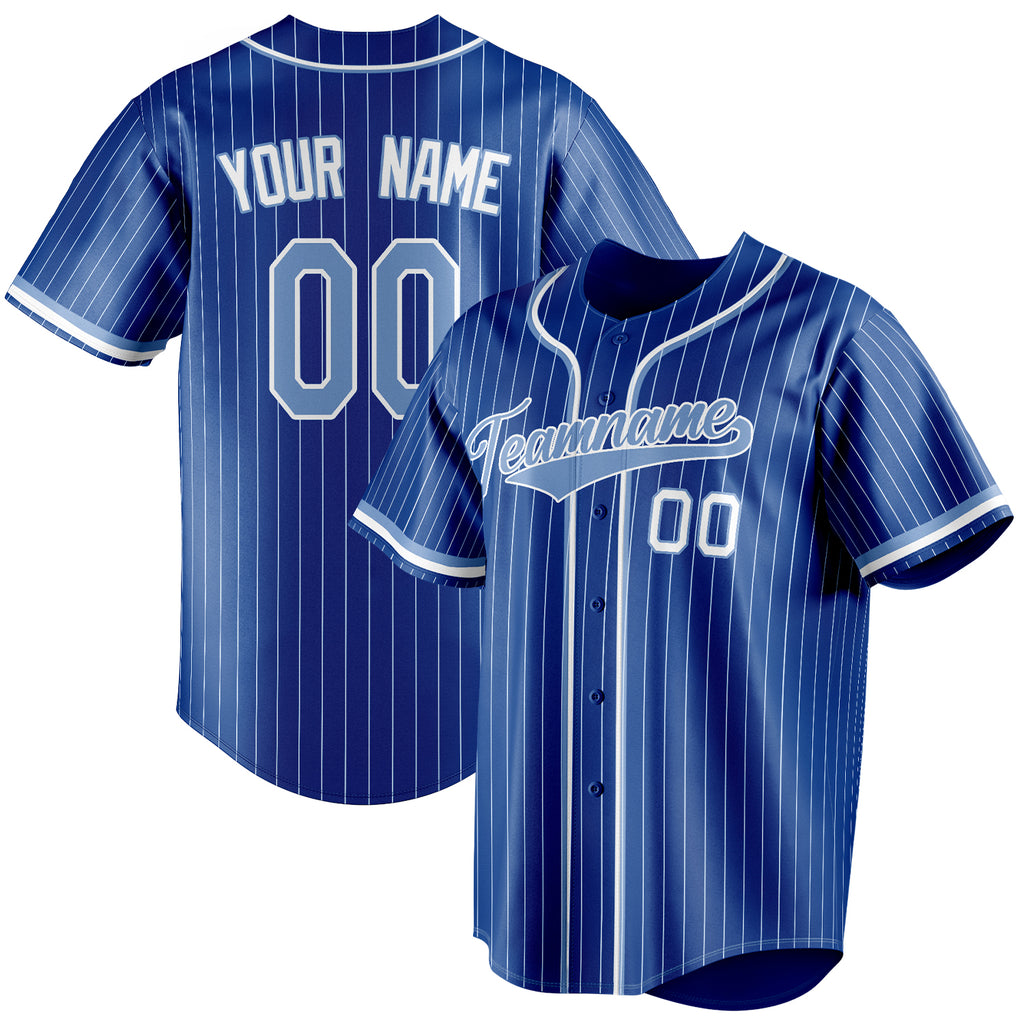 Personalized Royal & Light Blue White Pinstripe Fan Baseball Jersey BB01240531TY371