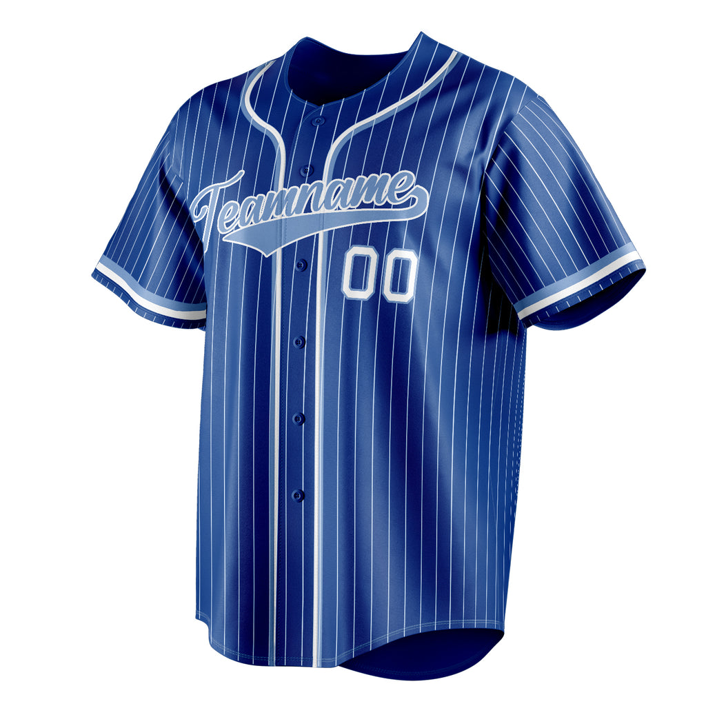 Personalized Royal & Light Blue White Pinstripe Fan Baseball Jersey
