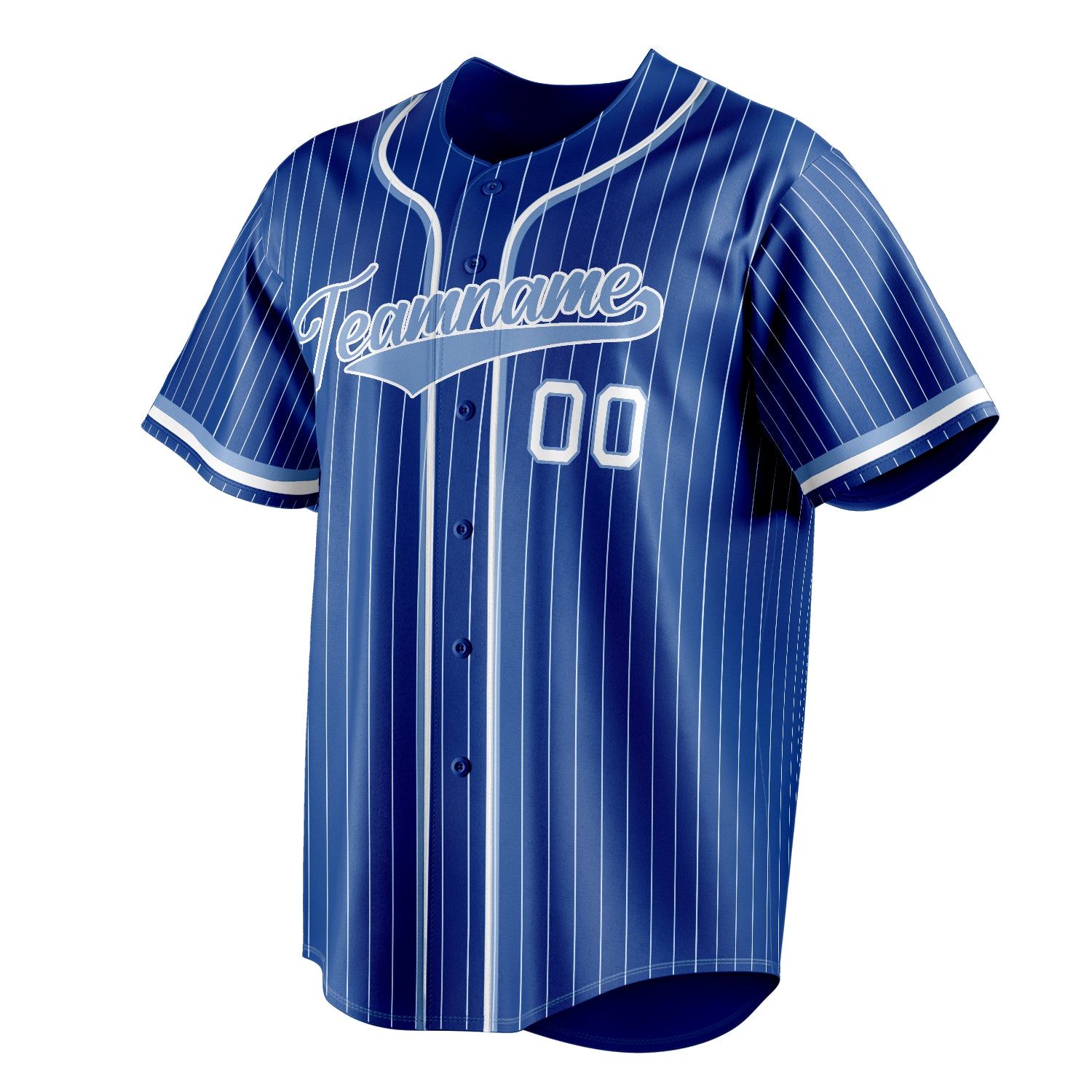 Personalized Royal & Light Blue White Pinstripe Fan Baseball Jersey