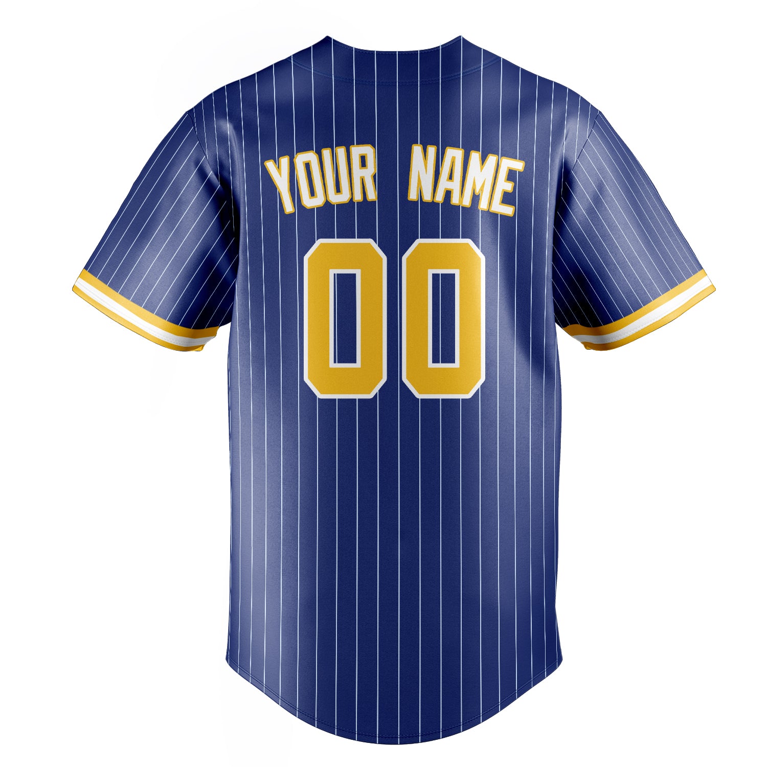 Personalized Royal & Gold White Pinstripe Fan Baseball Jersey