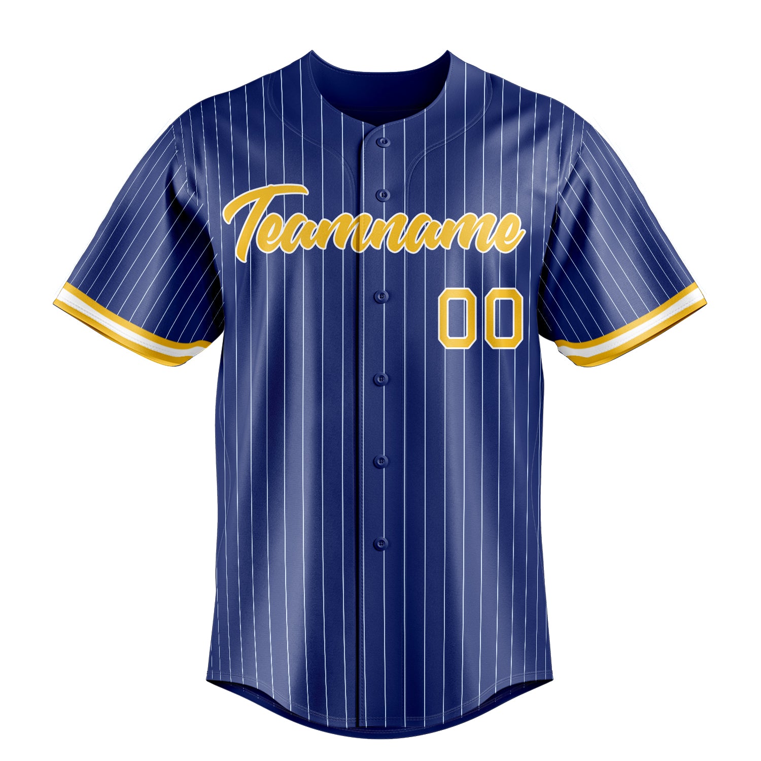 Personalized Royal & Gold White Pinstripe Fan Baseball Jersey