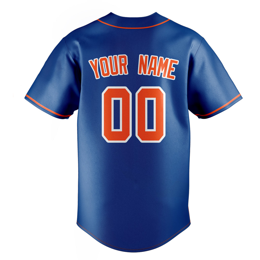 Personalized Royal & Orange Color Fan Baseball Jersey