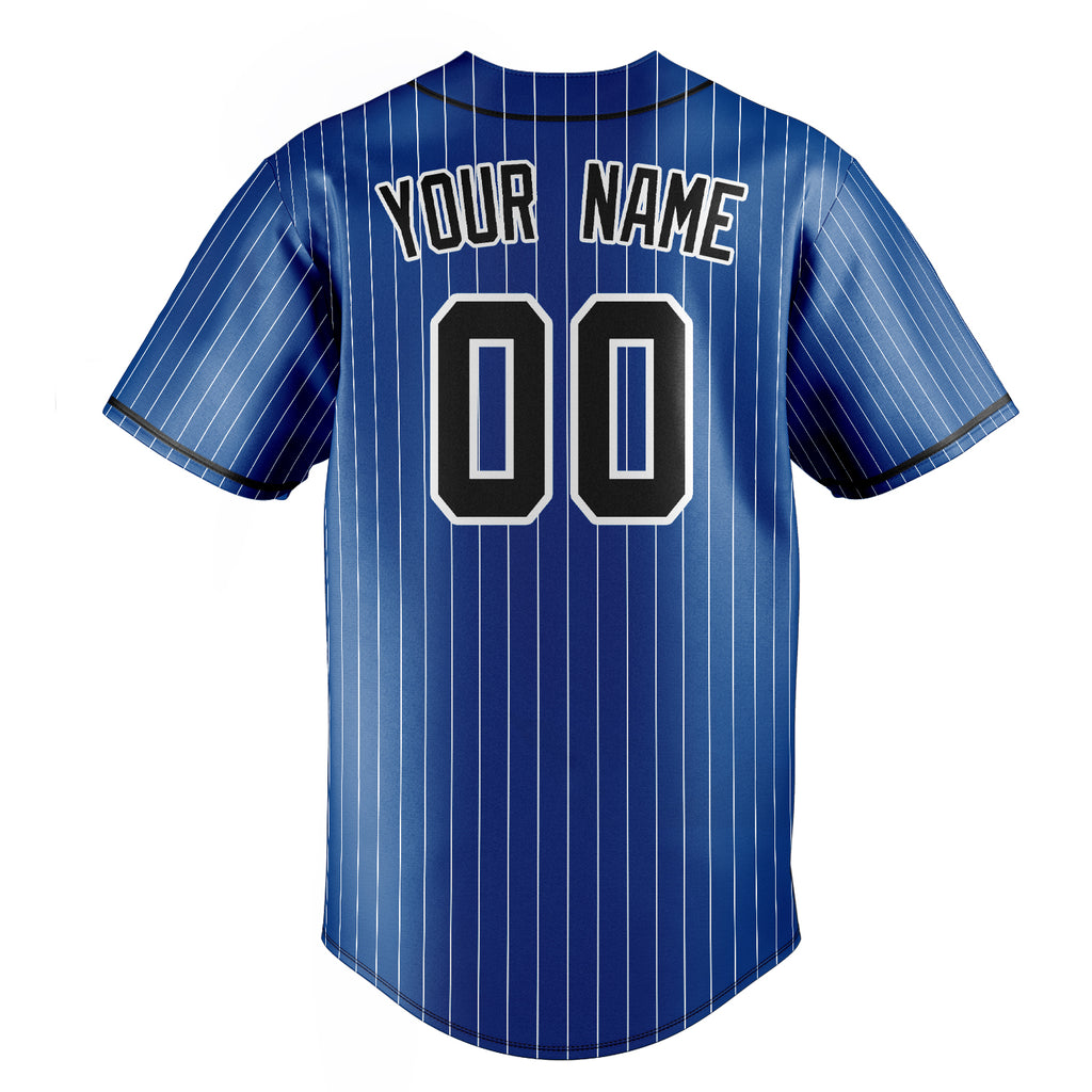 Personalized Royal & Black White Pinstripe Fan Baseball Jersey