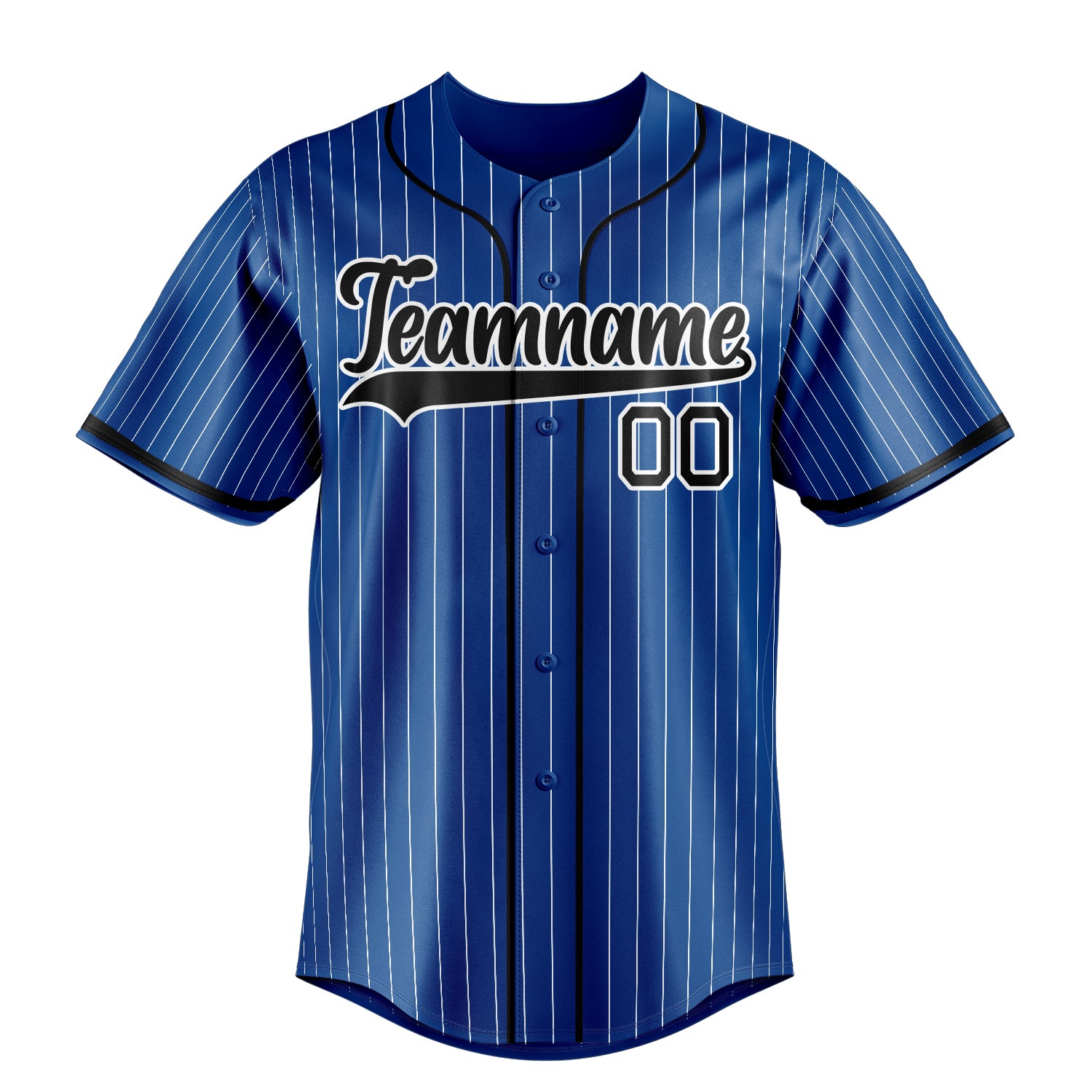 Personalized Royal & Black White Pinstripe Fan Baseball Jersey