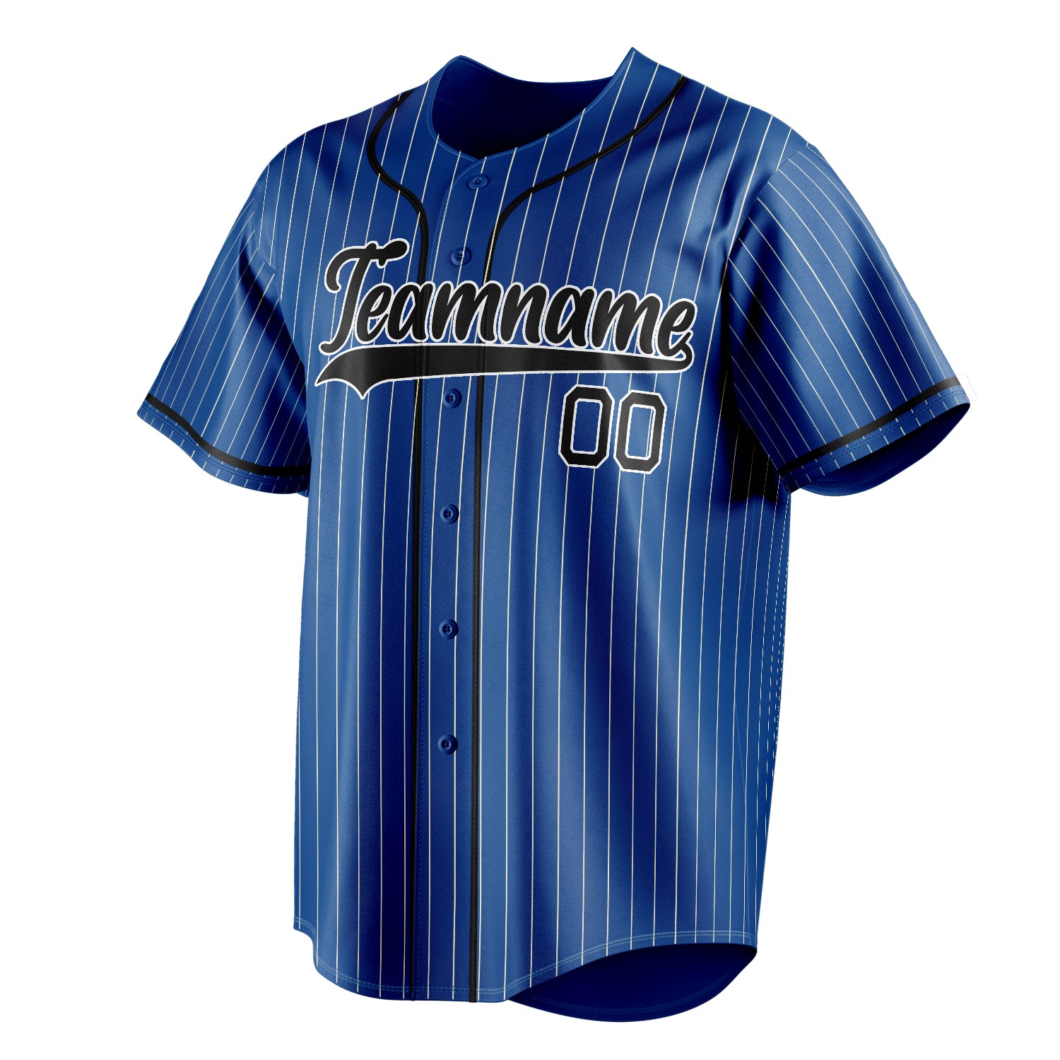 Personalized Royal & Black White Pinstripe Fan Baseball Jersey