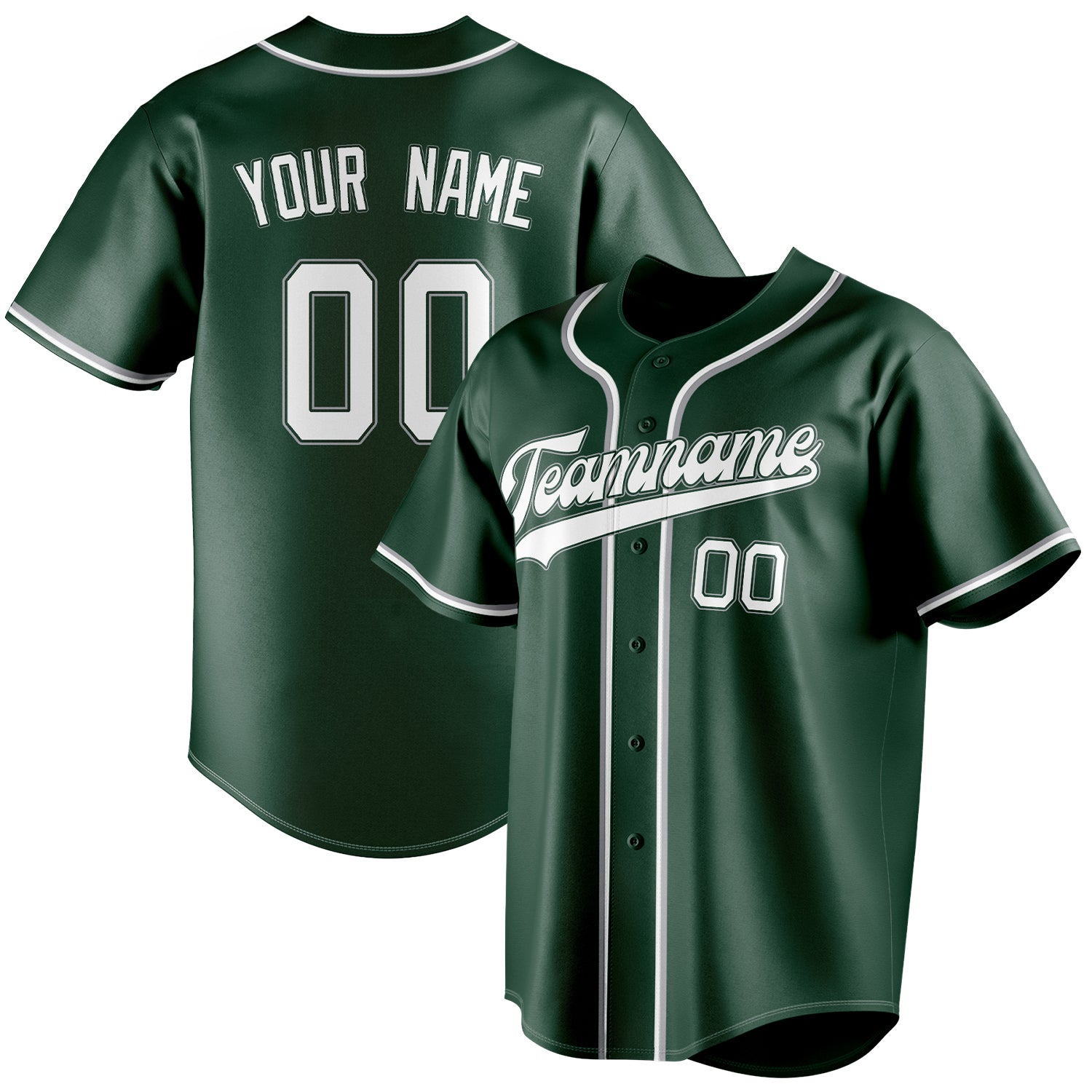 Personalized Green & White Color Fan Baseball Jersey BB01240531TY402