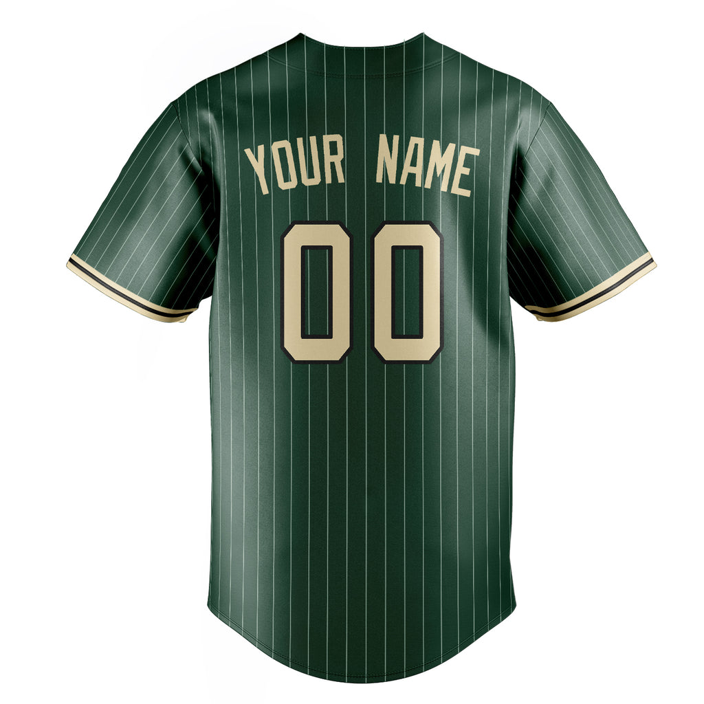 Personalized Green & Cream White Pinstripe Fan Baseball Jersey