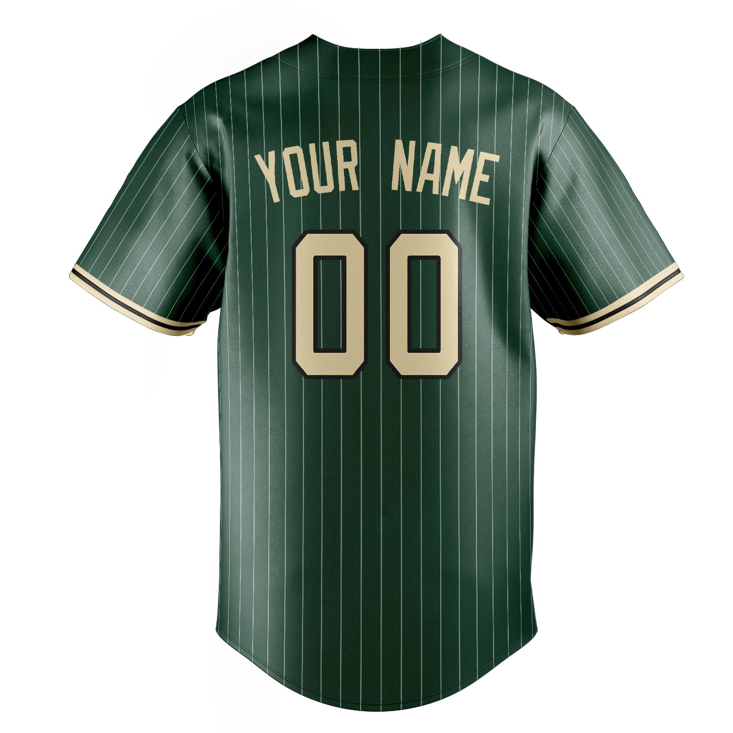 Personalized Green & Cream White Pinstripe Fan Baseball Jersey
