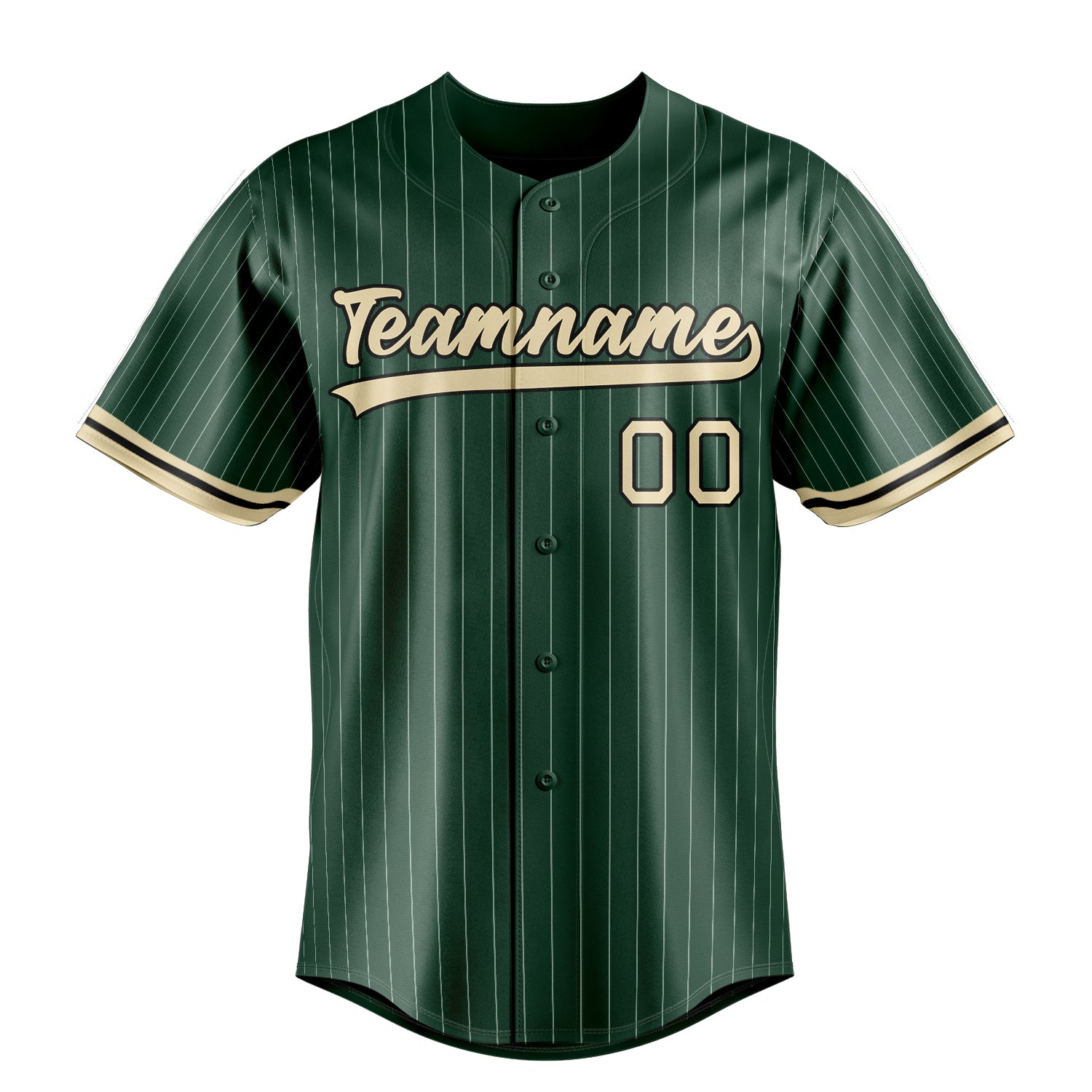 Personalized Green & Cream White Pinstripe Fan Baseball Jersey