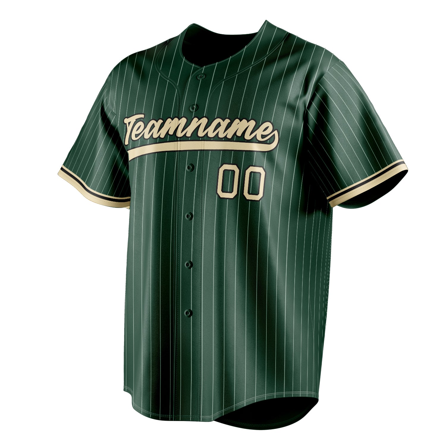 Personalized Green & Cream White Pinstripe Fan Baseball Jersey