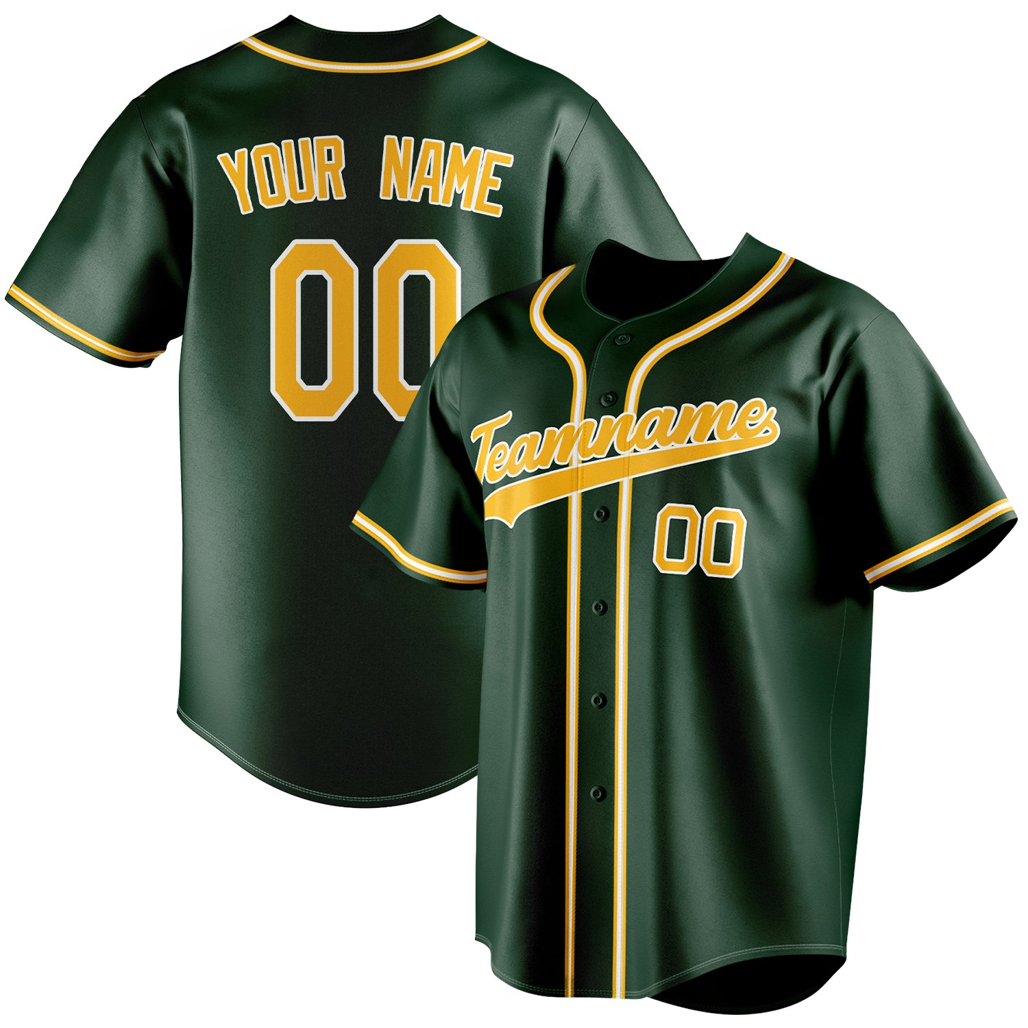 Personalized Green & Gold Color Fan Baseball Jersey BB01240531TY404