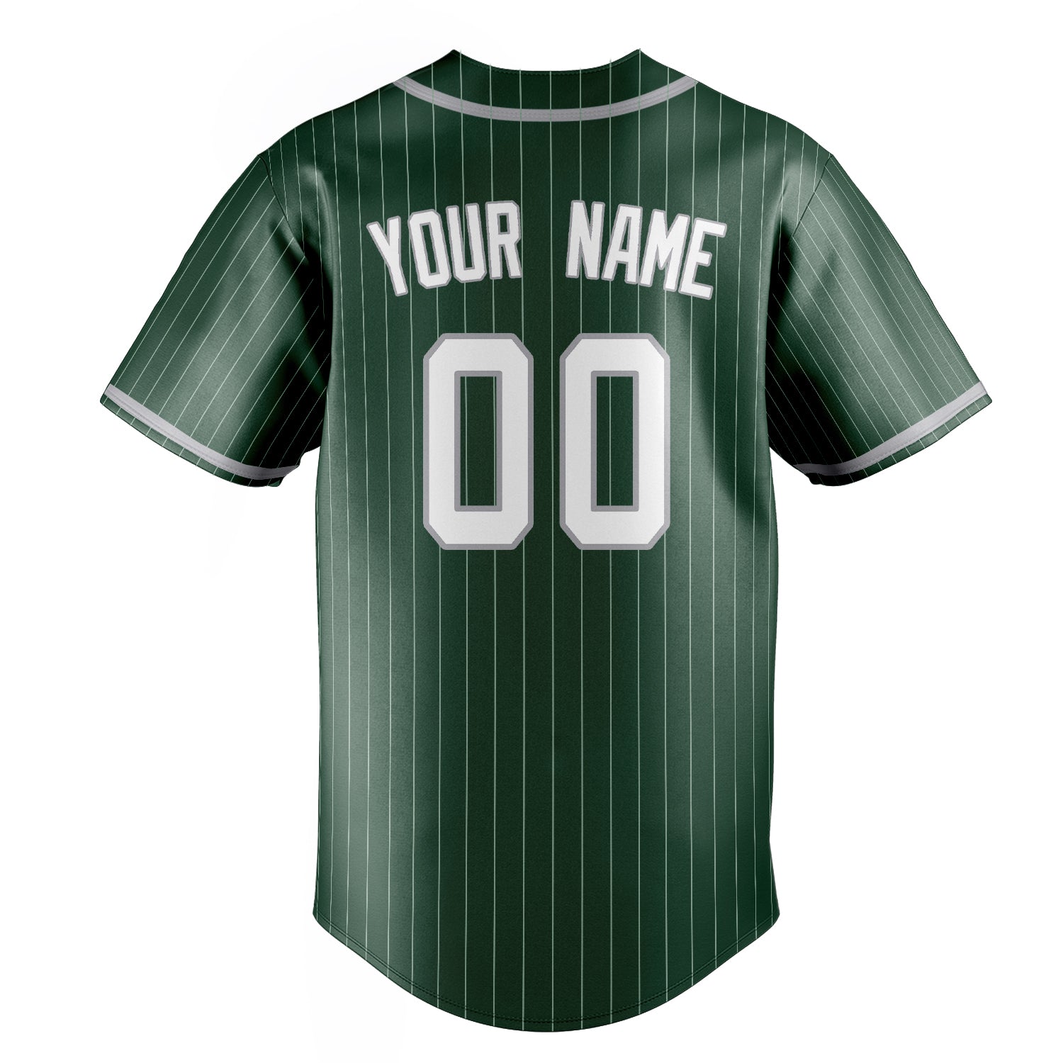 Personalized Green & Gray White Pinstripe Fan Baseball Jersey