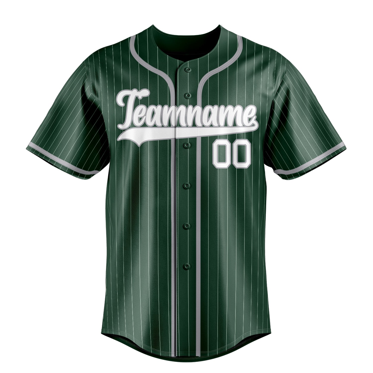 Personalized Green & Gray White Pinstripe Fan Baseball Jersey