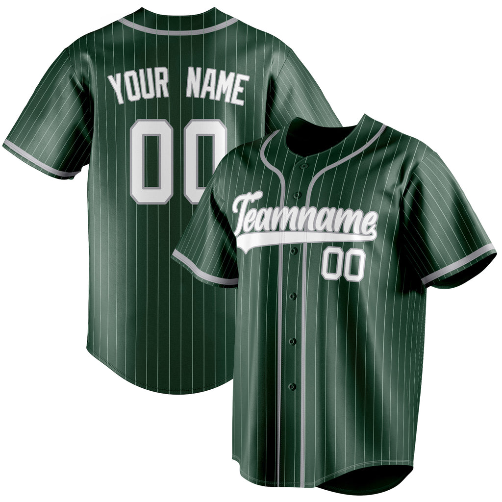 Personalized Green & Gray White Pinstripe Fan Baseball Jersey BB01240531TY410