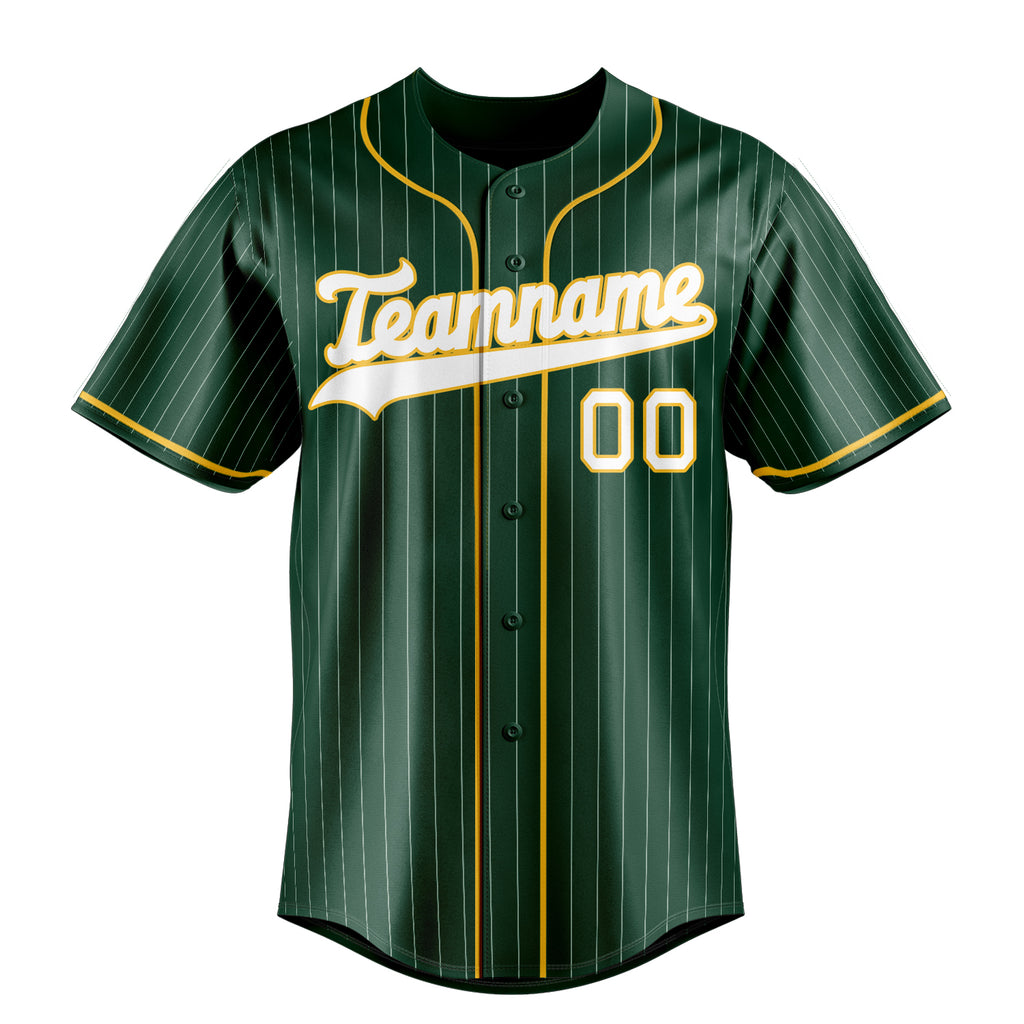 Personalized Green & White White Pinstripe Fan Baseball Jersey