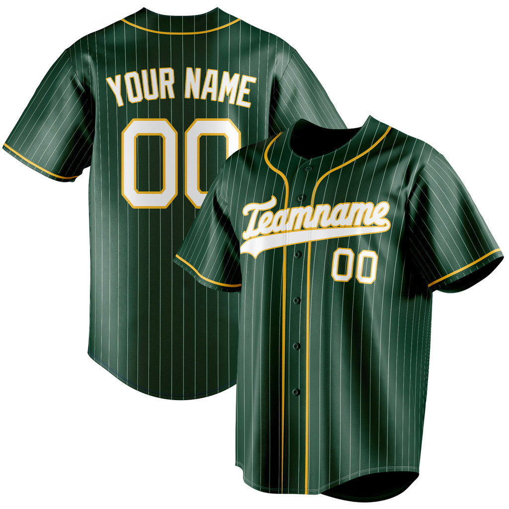 Personalized Green & White White Pinstripe Fan Baseball Jersey BB01240531TY411