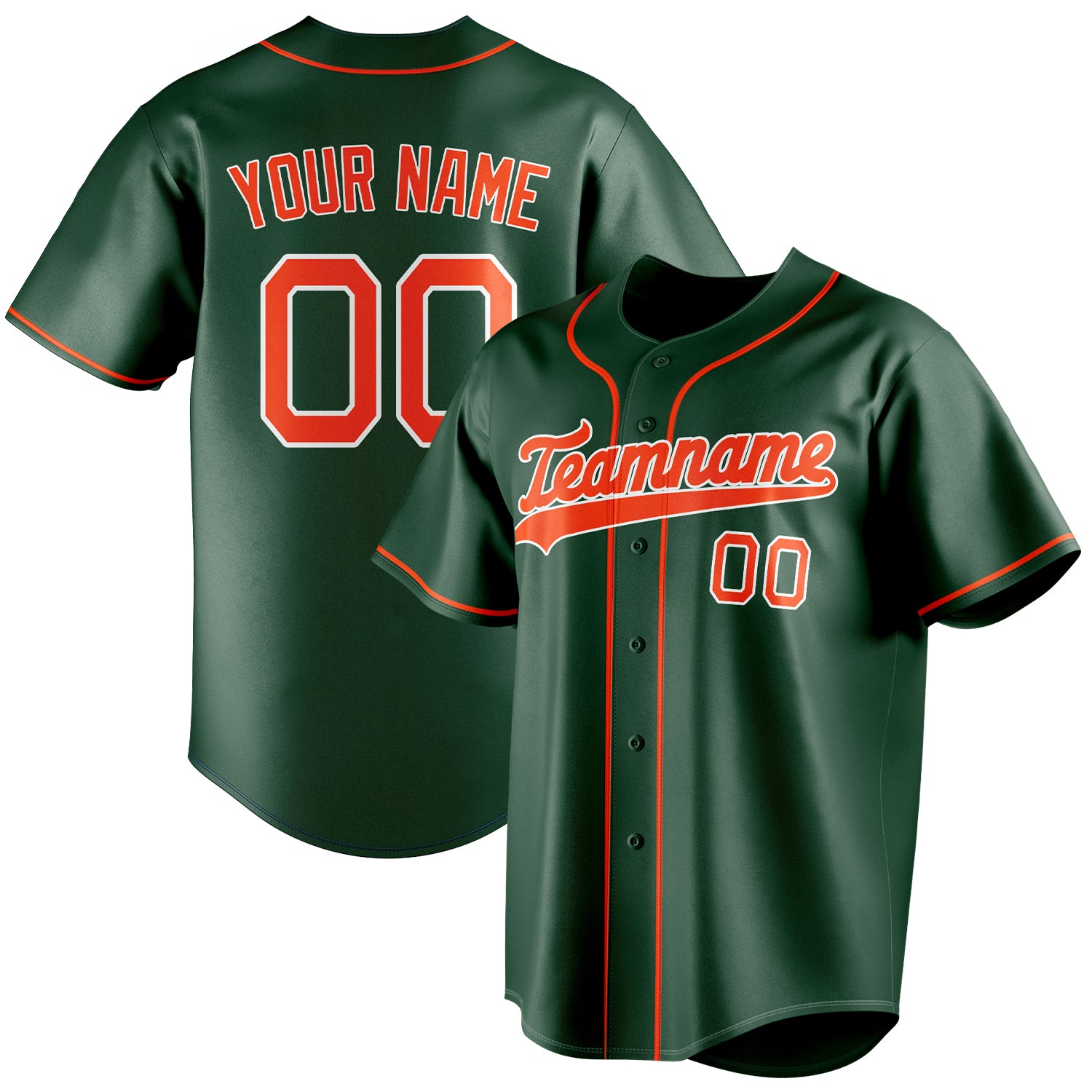 Personalized Green & Orange Color Fan Baseball Jersey BB01240531TY413