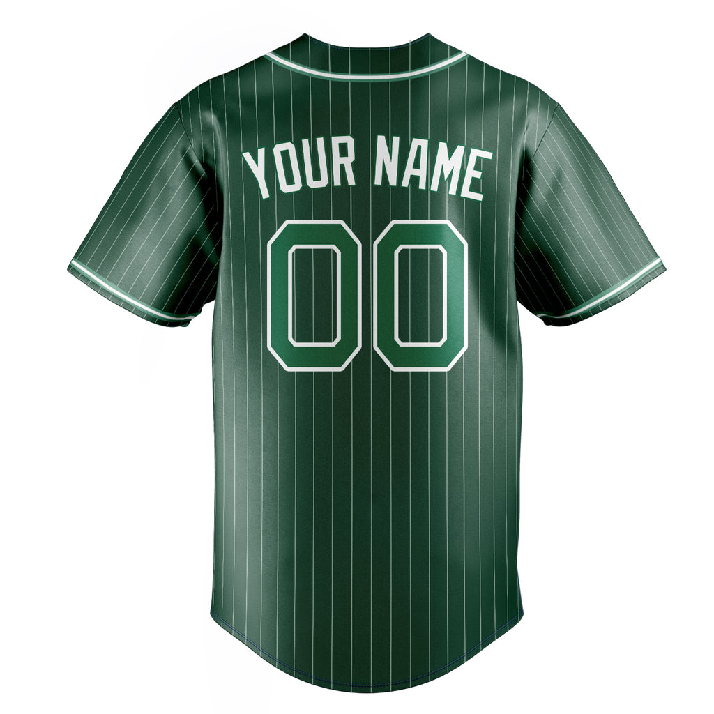 Personalized Green & Kelly Green White Pinstripe Fan Baseball Jersey