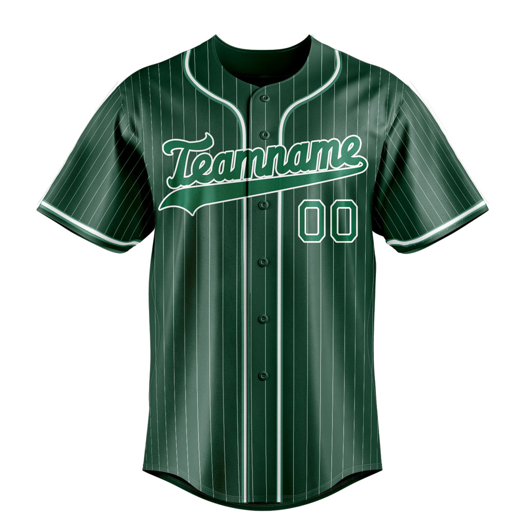 Personalized Green & Kelly Green White Pinstripe Fan Baseball Jersey