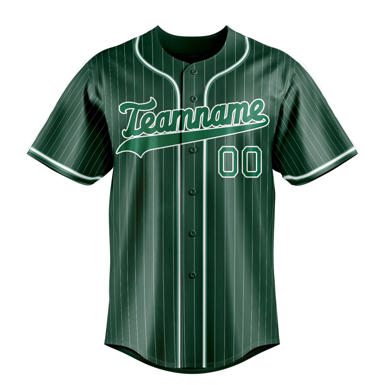 Personalized Green & Kelly Green White Pinstripe Fan Baseball Jersey