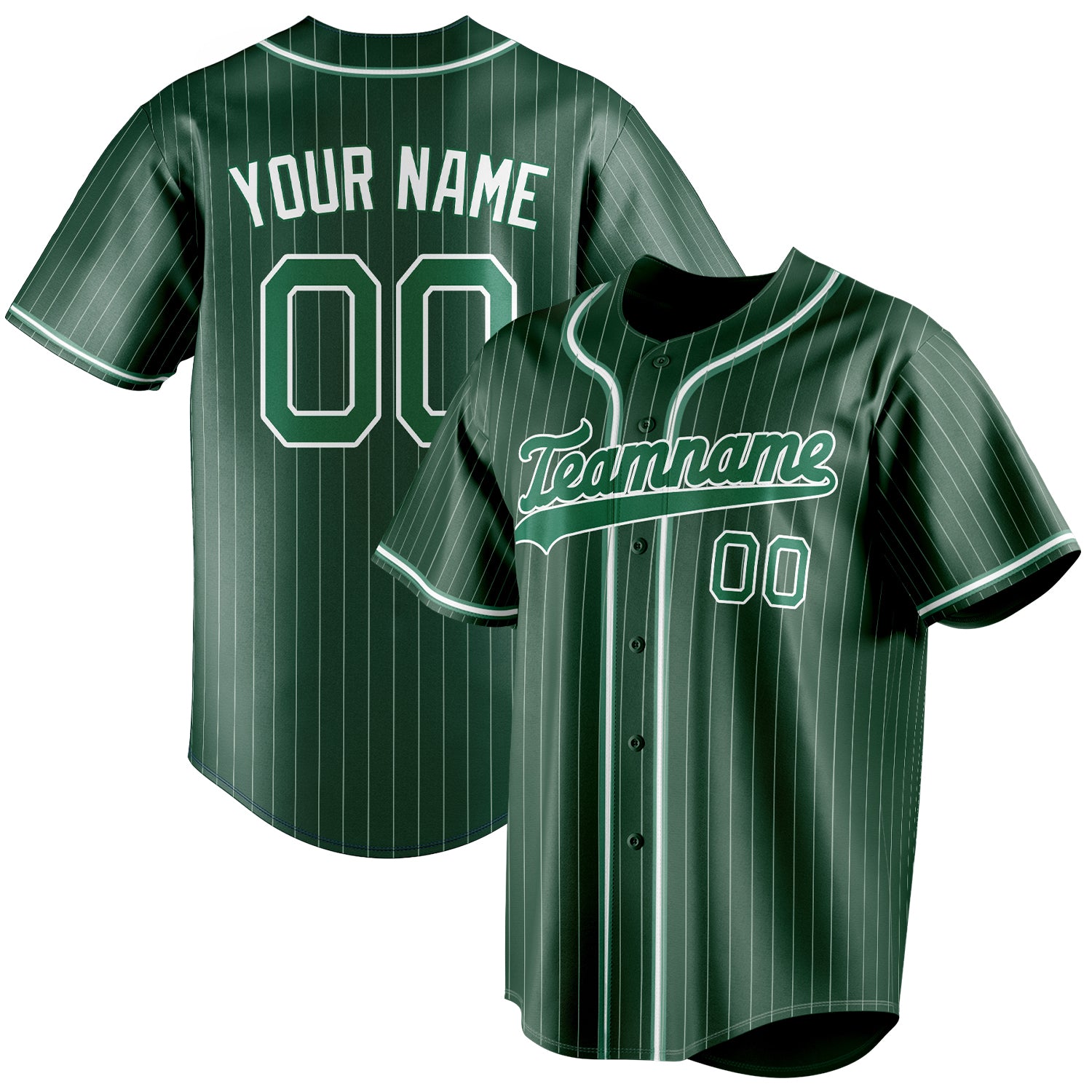 Personalized Green & Kelly Green White Pinstripe Fan Baseball Jersey BB01240531TY414